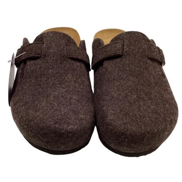 Plakton Clogs Women 6.5 37 Brown Blogg Felted Wool Cork Slip On Soft Footbed NEW - Picture 2 of 7
